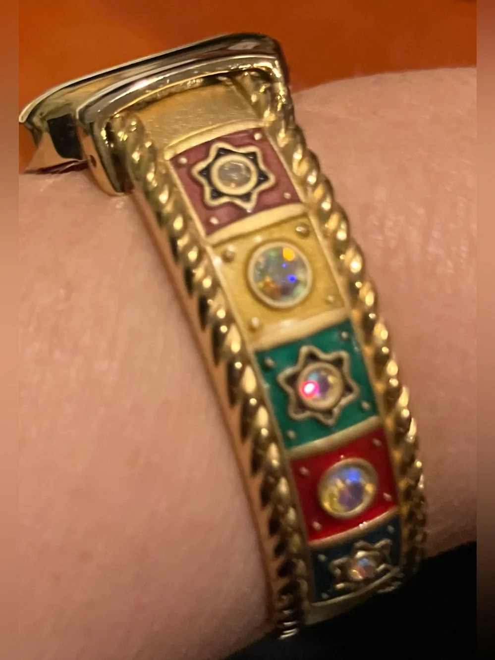NEW Vintage POV Gold-Tone Square Face Quartz Watch with Jewel Accents